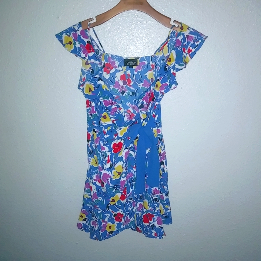 Topshop 2 Boho Summer Blues Floral Spectrum Dress